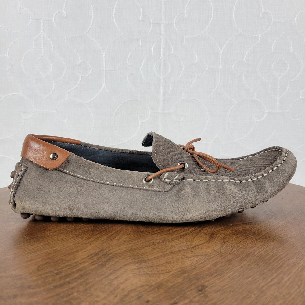 Mike Konos Mens Shoes Size 10 Taupe Suede Leather Driving Loafers Mocassins